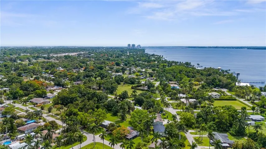 Aerial view of a large body of water