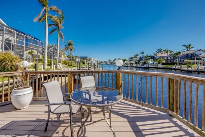 Wooden deck with a water view