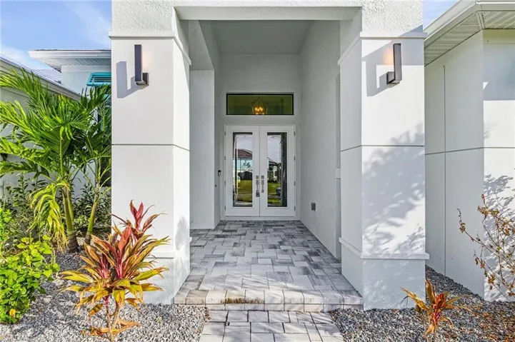 View of exterior entry with french doors
