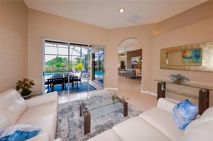 Living room featuring tile flooring