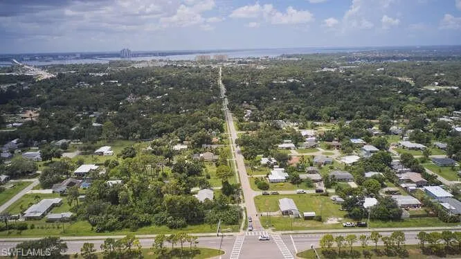Aerial perspective of suburban area