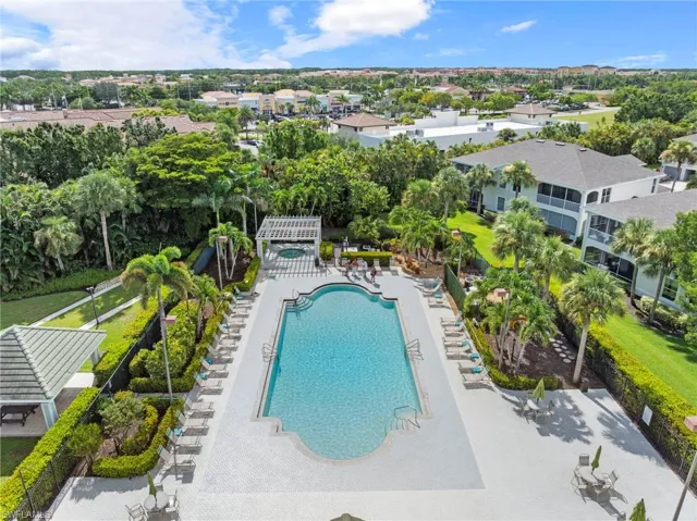 Aerial view of a pool