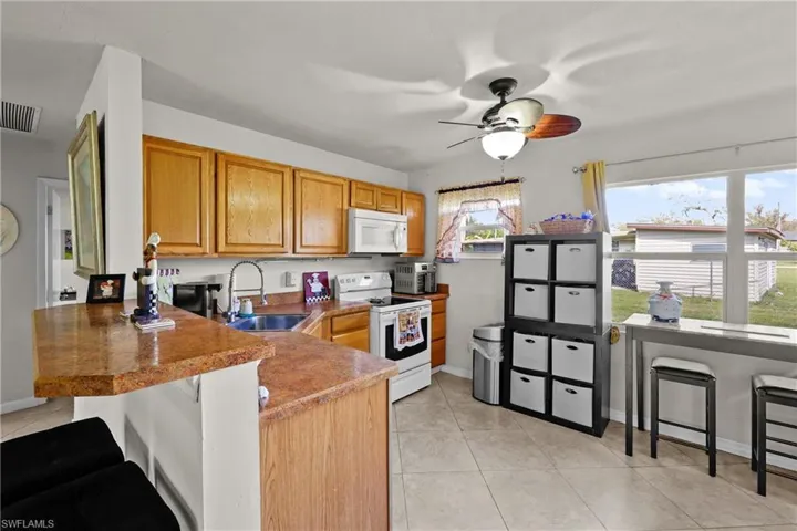 Tile floors throughout