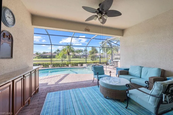 Covered lanai lake beyond
