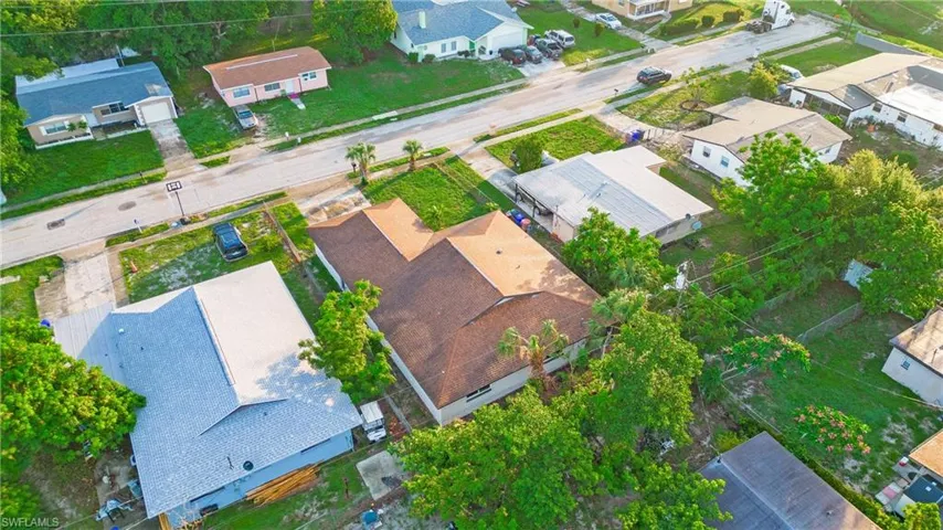 Aerial perspective of suburban area