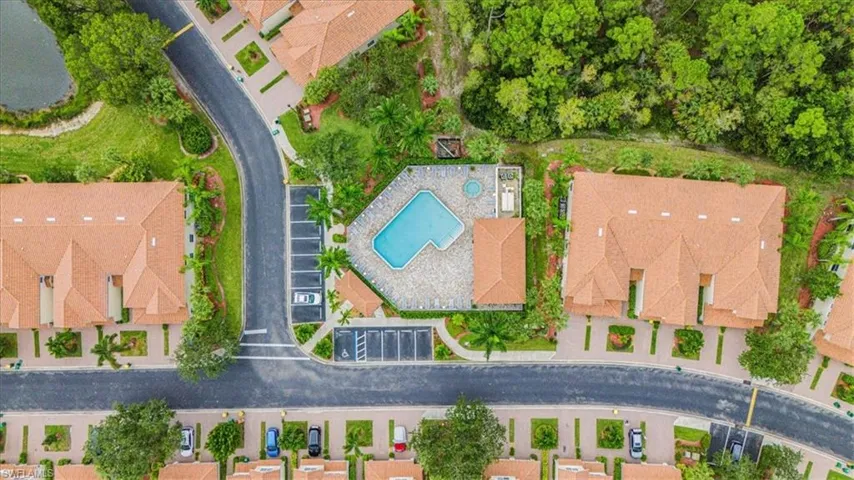 Drone / aerial view of a pool