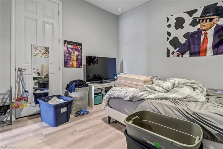 Bedroom with light wood-type flooring
