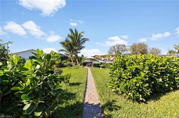 View leading to garden patio.