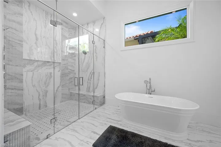 Soaking tub and large walk-in shower