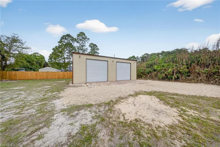View of detached garage