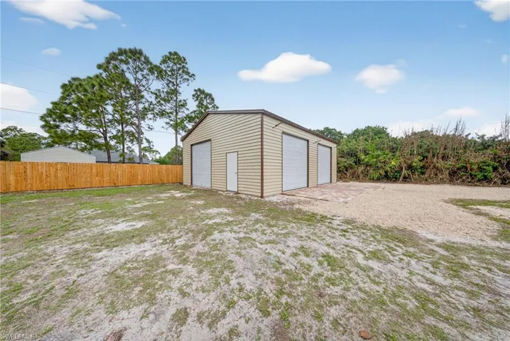 View of detached garage