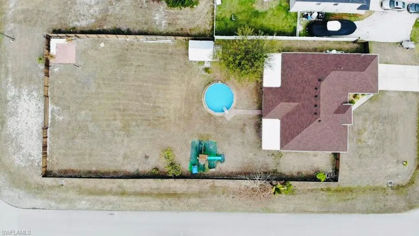 Drone / aerial view of a pool area