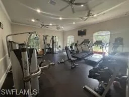 Community Workout area featuring ceiling fan and recessed lighting