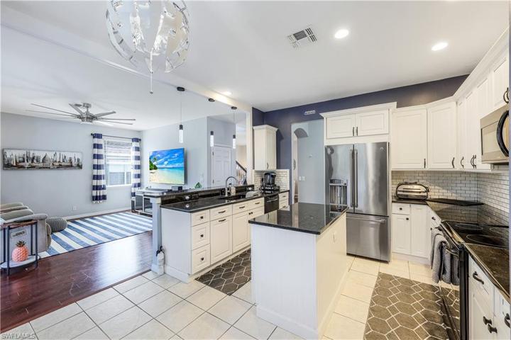 comfortable family room and kitchen combination