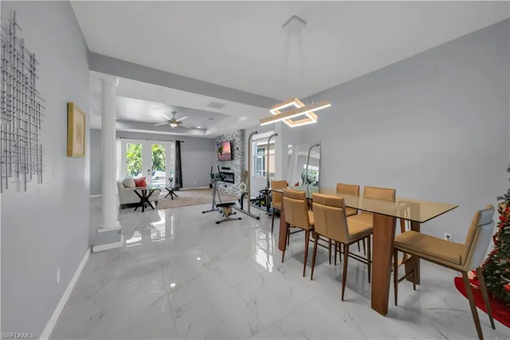 Lovely entrance view of dining and living room