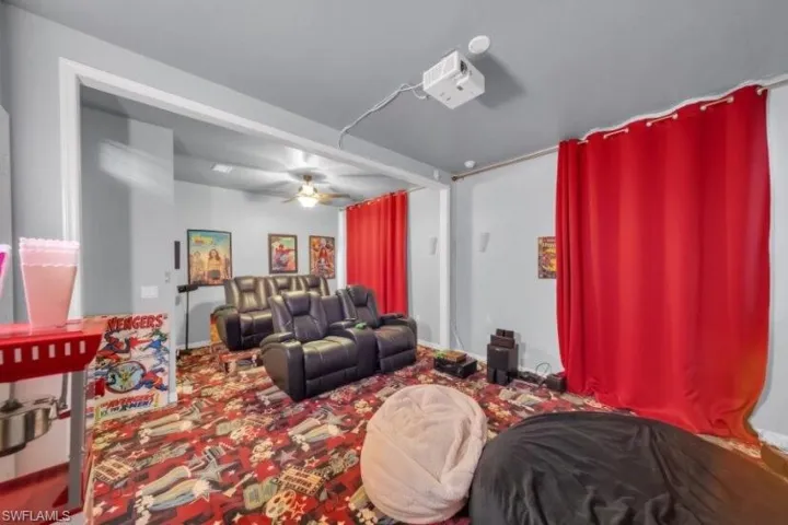4th bedroom upstairs converted to movie theater room