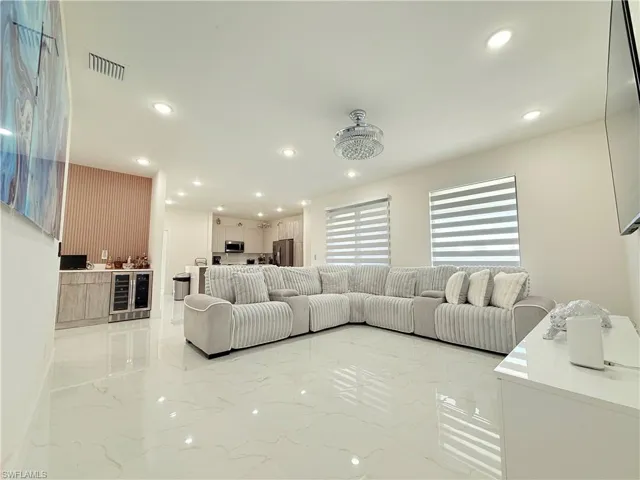 Living room featuring wine cooler