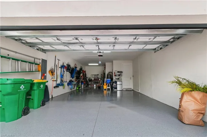 Garage featuring electric panel