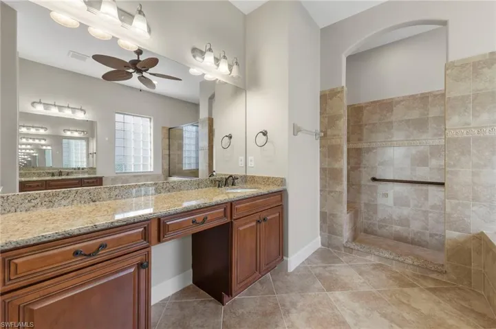 Primary bathroom with extensive counter space
