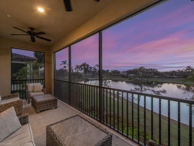 Screened lanai with water & golf course view