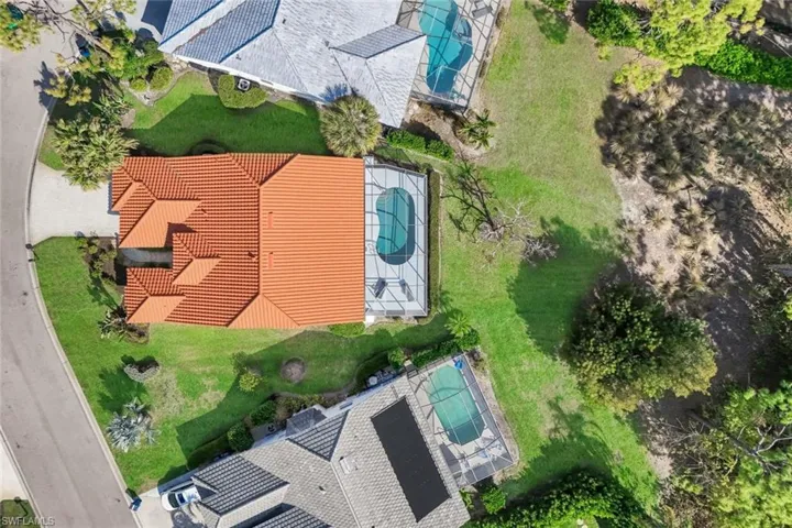 Aerial view of a pool area