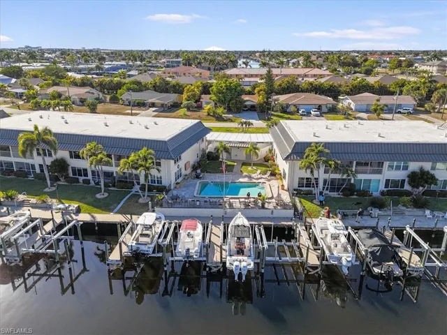 Bird's eye view of a nearby body of water