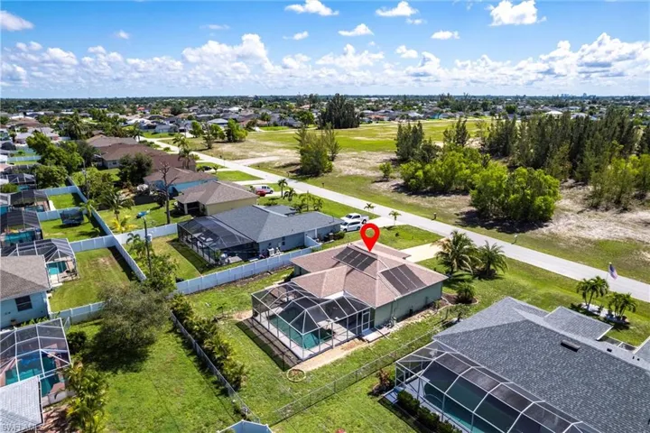 Aerial perspective of suburban area