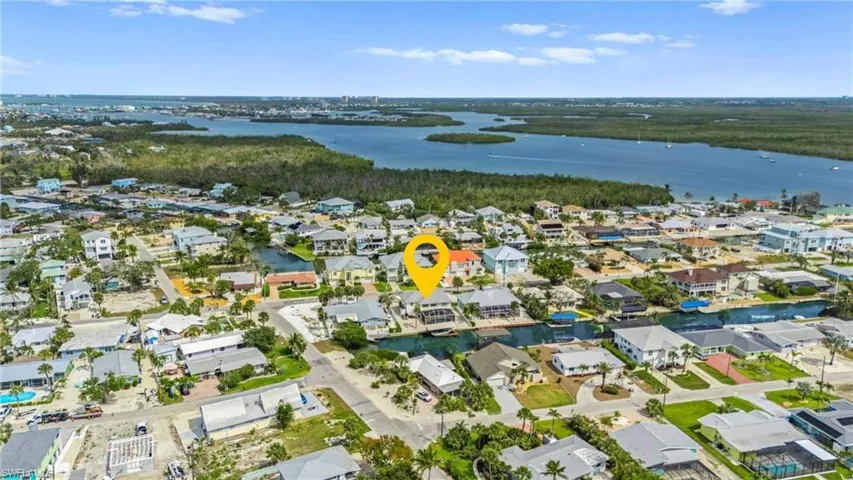 Aerial view of Fort Myers Beach and surrounding waters -Virtually enhanced