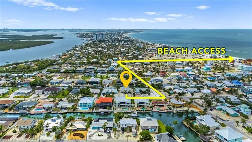 Aerial view of short walk to beach access -Virtually enhanced