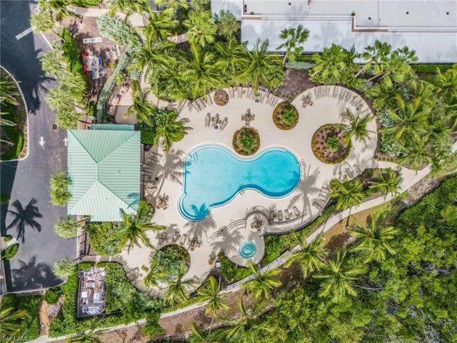 Bird's eye view of a pool area