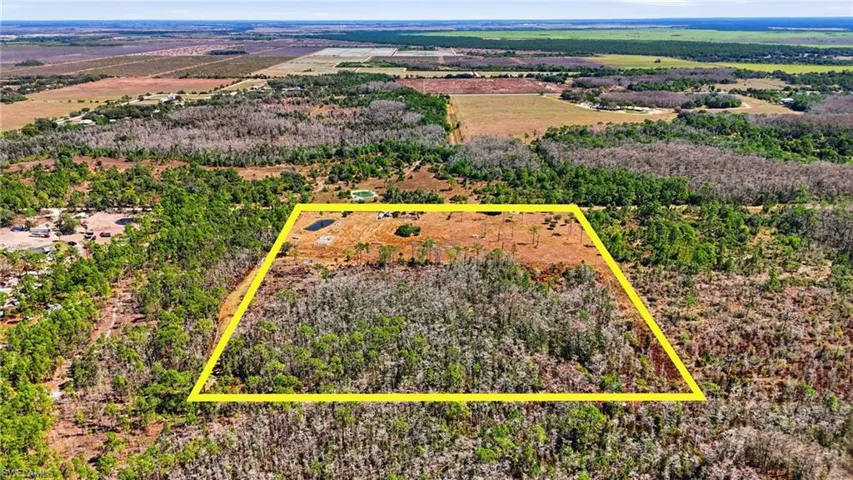 Overview of rural landscape with property boundaries highlighted