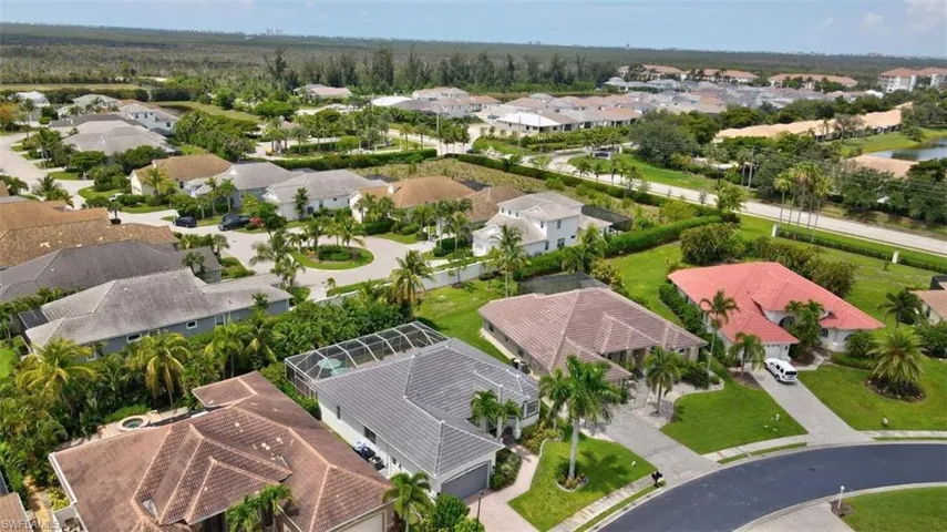 Aerial perspective of suburban area