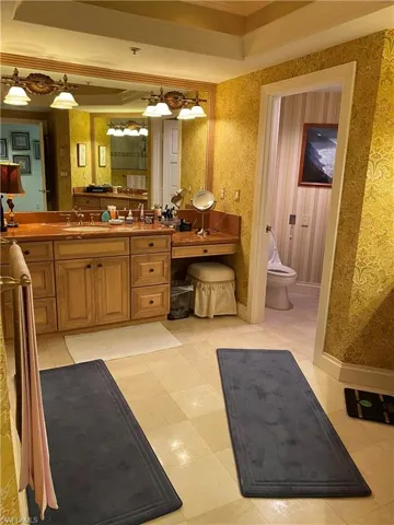 Master bathroom with marble countertops