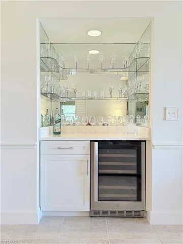 Bar is updated and has built in wine chilller