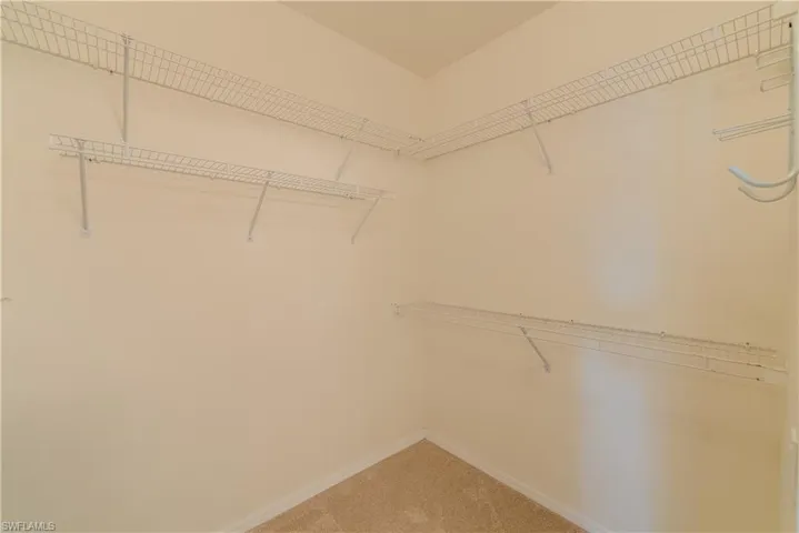 Spacious closet with carpet floors