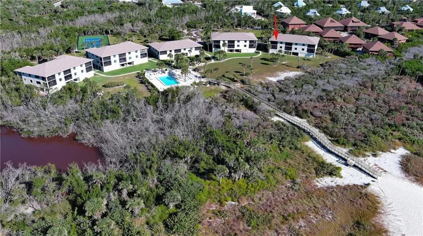 Aerial view of a pool