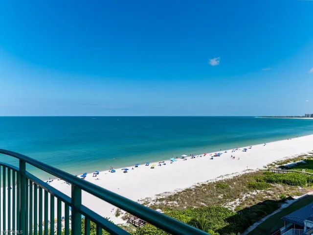 View of water feature with a beach view