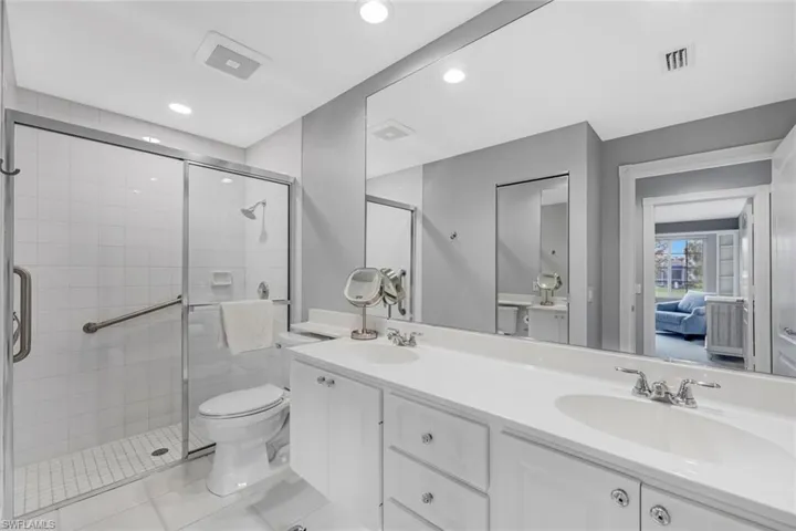 Master bath with double sinks.