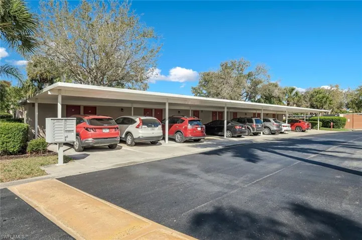 View of covered parking lot