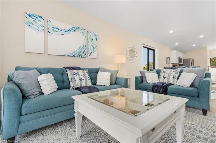 Living area with recessed lighting