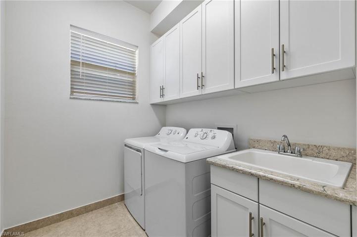 Cabinets and a laundry sink already here for you!