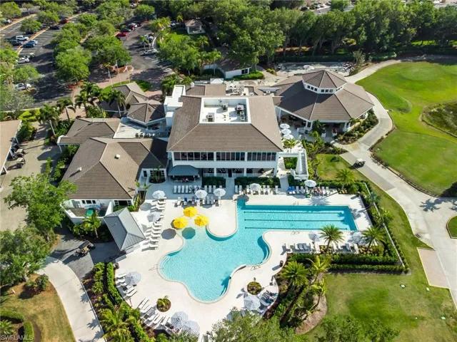 Aerial view of a pool