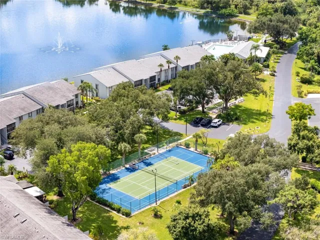 Aerial view of a nearby body of water