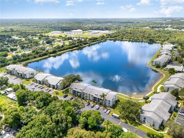 Aerial view of a nearby body of water