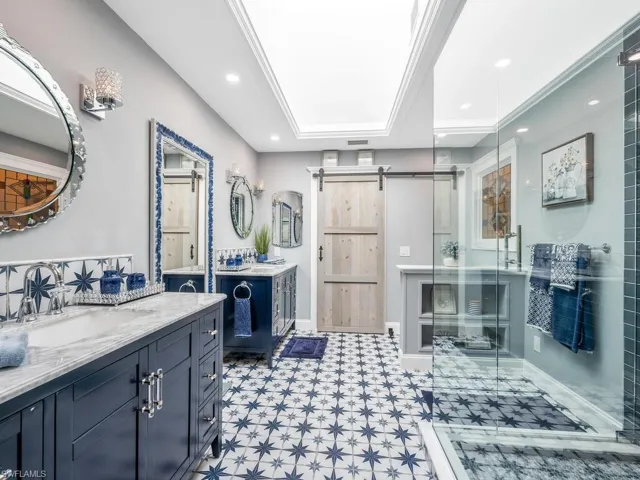 Primary Bathroom was completely remodeled with dual sinks and expanded shower