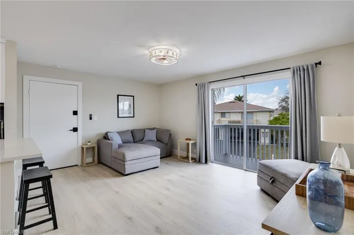 Living area featuring light wood-style floors