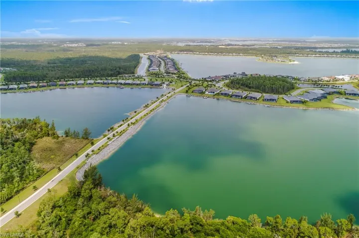 Drone / aerial view of a large body of water