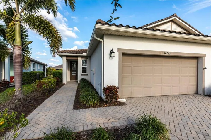 View of front of home with a garage