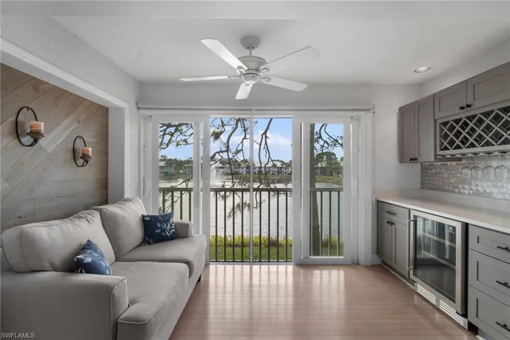 New cabinetry with beverage cooler and fabulous view