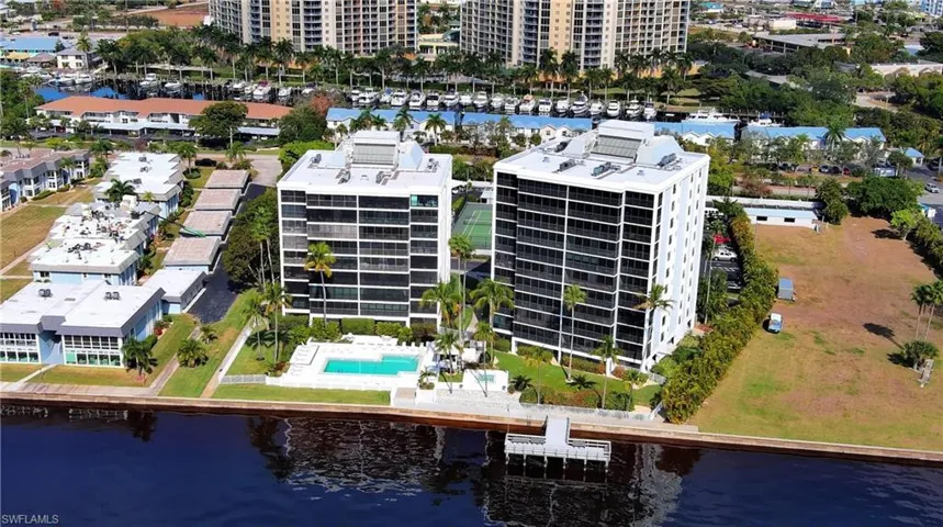 Drone / aerial view of a nearby body of water